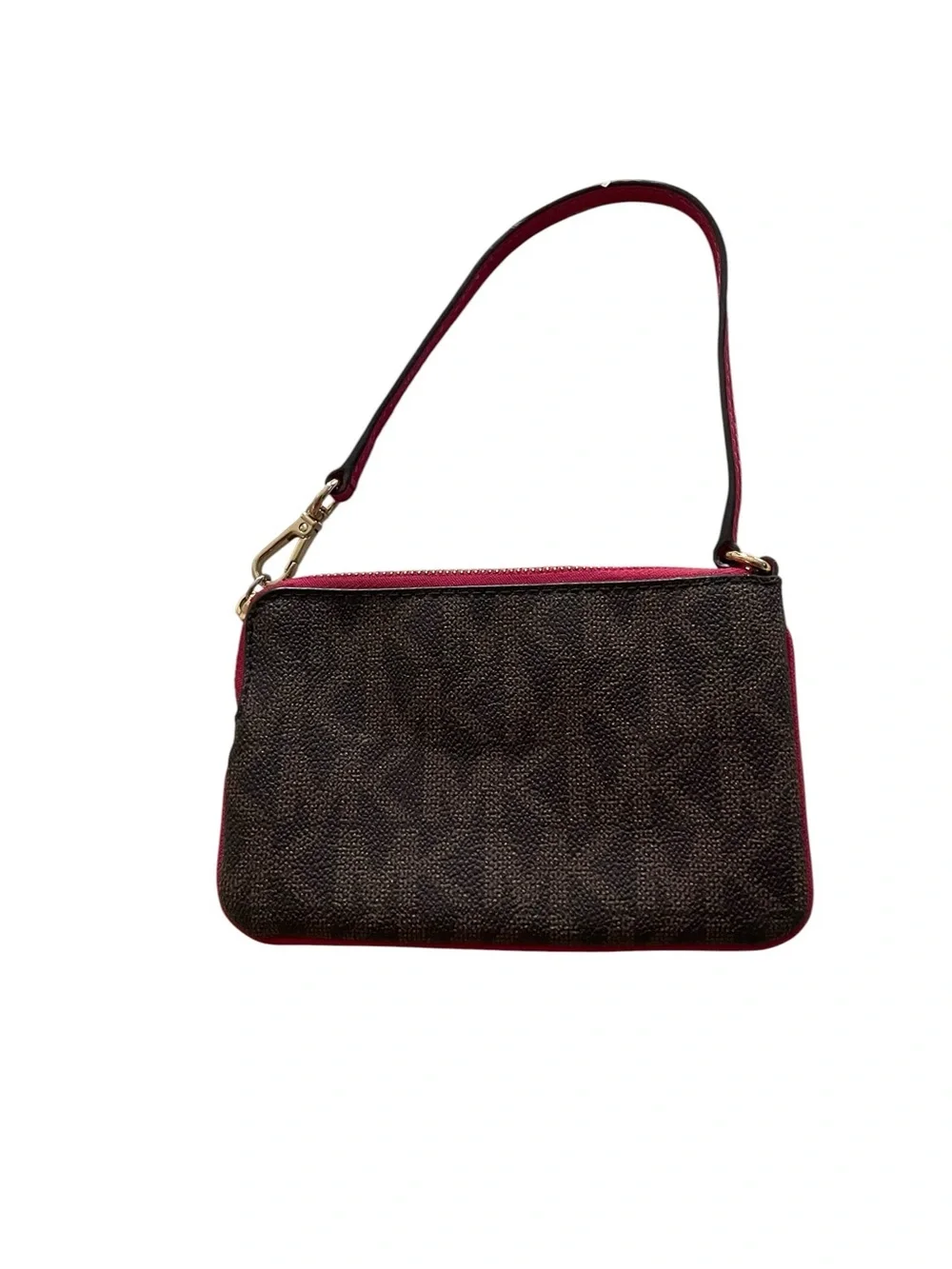 Michael Kors Brown and Fuchsia Signature Wristlet